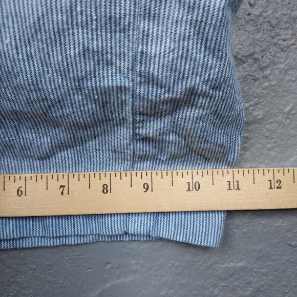 J Jill Love Linen Pants Women's L Blue Stripe Wide Leg Crop Pockets Pull-on 100% - Picture 13 of 13